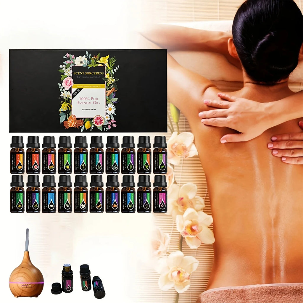 20pcs/set Black Classic Essential Oil Set Lavender Eucalyptus Sweet Orange Lemon Fragrance Oil Spa Body Massage Essential Oils