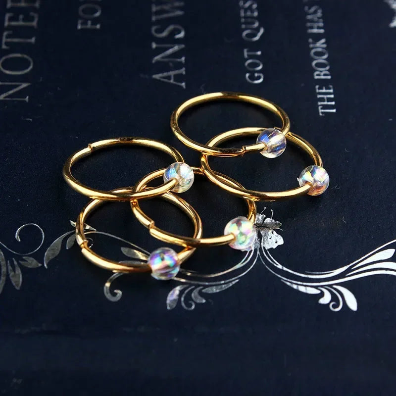 5-8Pcs Metal Hollow Out Hair Ring Accessories,Beads Hair Braid Rings Clips Dread Locks Hair Braiding Metal Cuffs Decoration Gold
