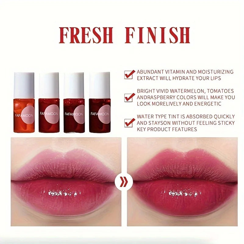 Fruity Lip Tint Water Gloss Tint, Moisturizing Waterproof Liquid Lipstick, Non-Stick, High Pigment, Long-Lasting Vibrant Colors