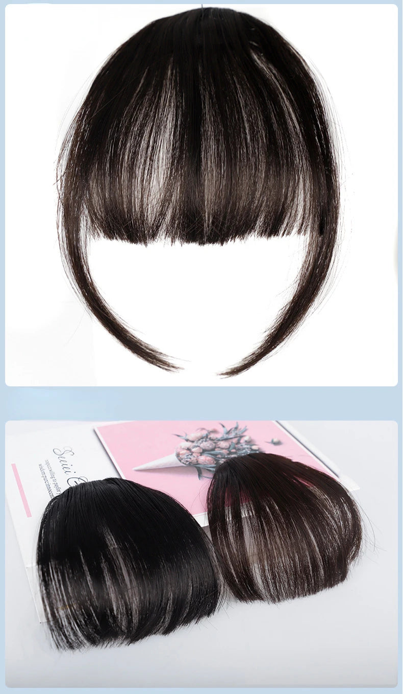 Synthetic Air Bangs Hair Clip-In Extension Heat Resistant Invisible Hairpiece Women Natural Black Bangs Hair Clip Hair Extension