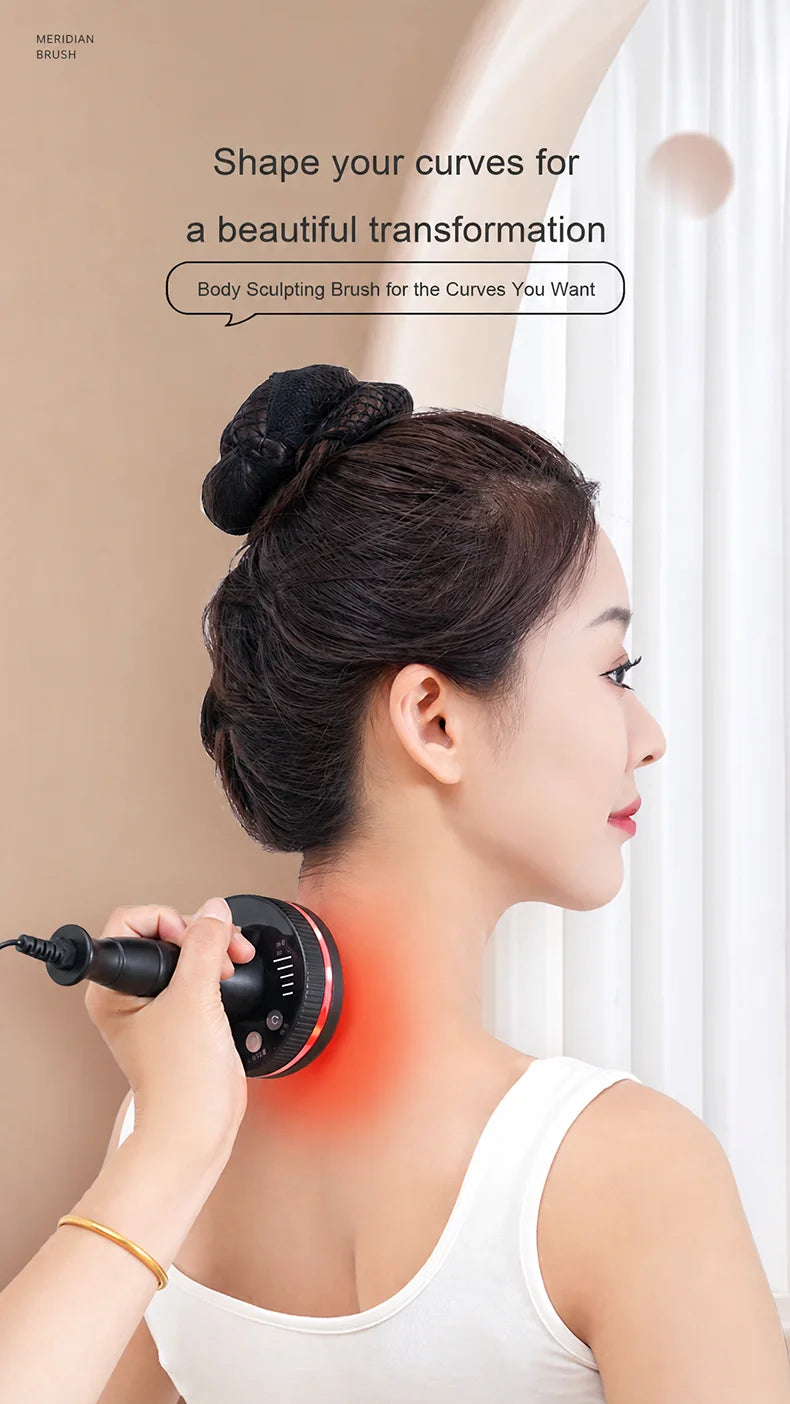 Electric Gua Sha Massager, Heating Body Massage Brush for Neck, Shoulder, Back, Legs and Abdomen, Portable Warm Massage Device f