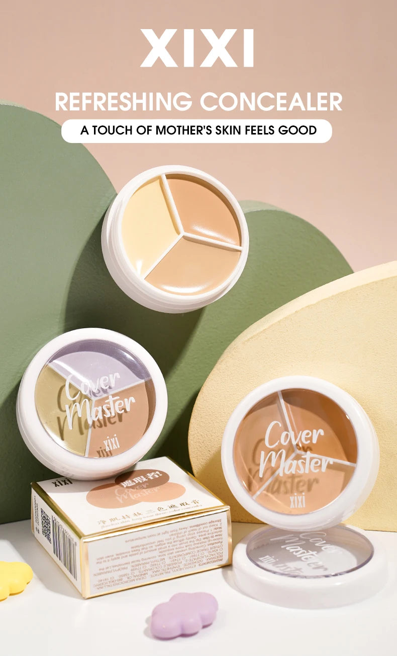 XIXI Pure Holding Makeup Three Color Concealer Spot Acne Print Repair Foundation Dark circles are not easy to stick powder