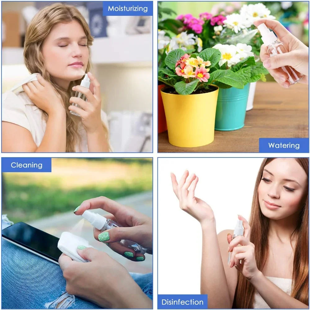 20PCS 10/20/30/50/60/100ML Refillable Clear Plastic Empty Mini Spray Container for Travel Cleaning Makeup Bottles Wholesale