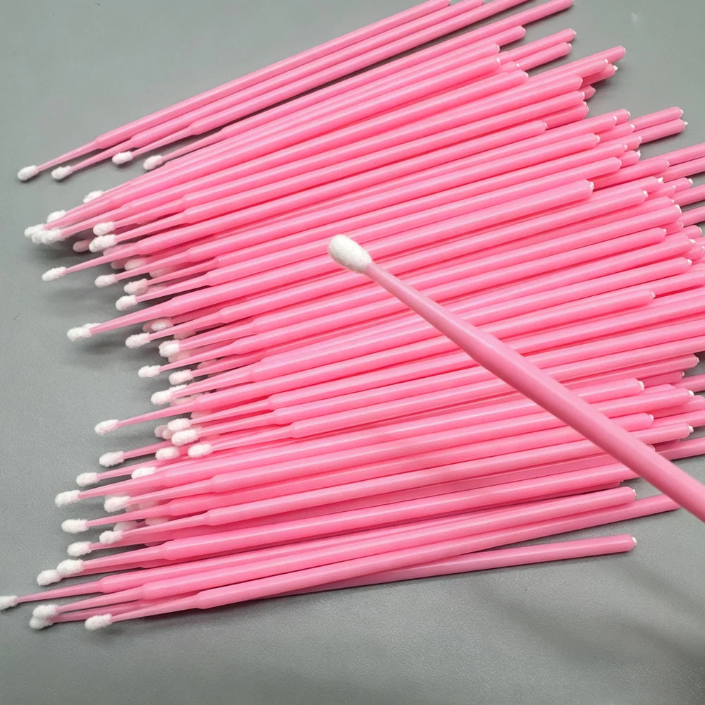 100Pcs Eyelash Cleaning Brush Lash Extension Micro Cotton Swab Individual Eyelashes Microbrush Beauty Makeup Clean Remover Tools