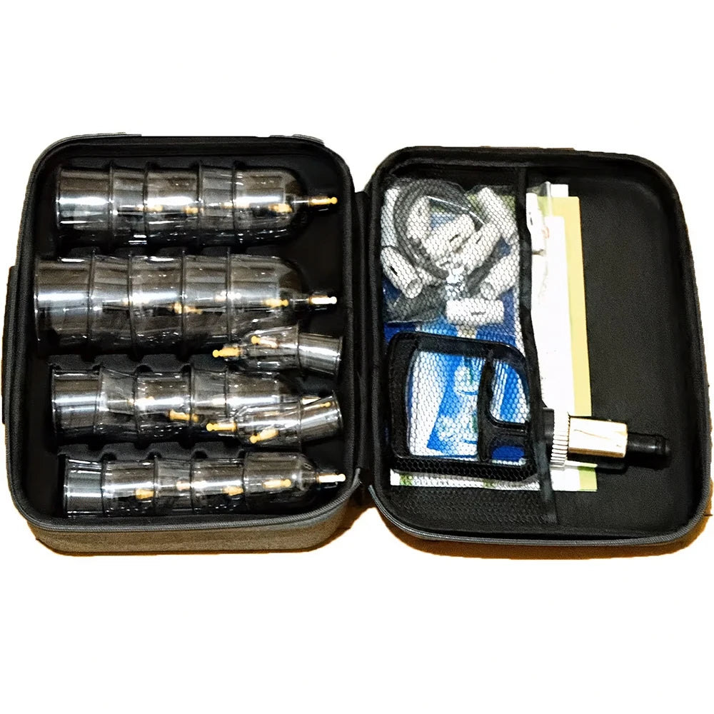 24/12Pcs Cupping Relaxation Set: Cupping Cups in Various Sizes, a Manual Pump, and a Detailed Guide Cupping Set for Massage