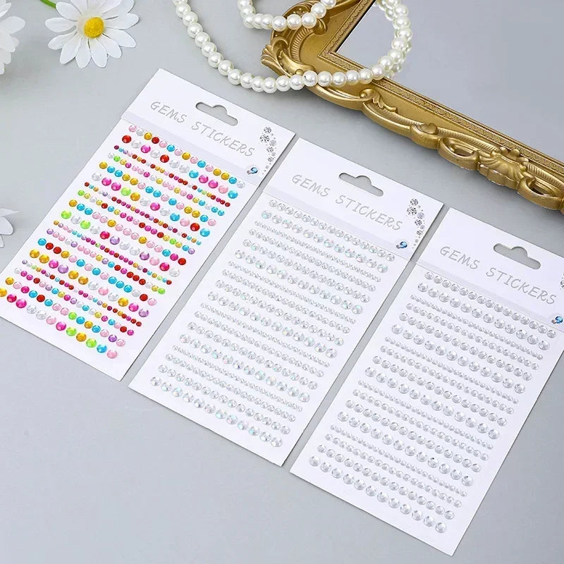 Rhinestone Acrylic Face Decoration Sticker Party Eyes Makeup Crystal Self-adhesive DIY Sticker Girls Face Diamond Tattoo Sticker