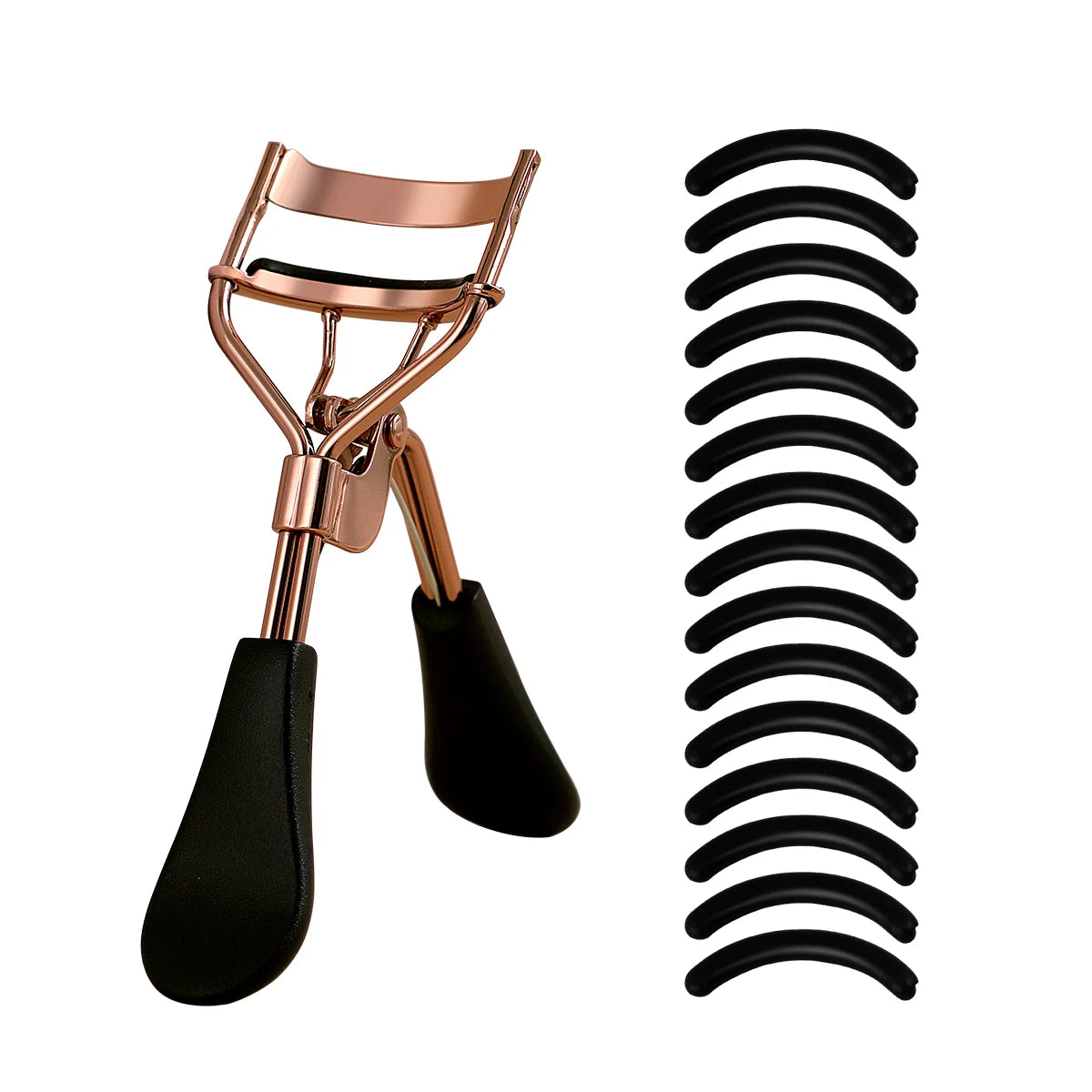 Portable Eyelash Curler with 15 Silicone Pads and Stainless Steel Eyelash Curler, Used for Eyelash Extensions and Curling Tools