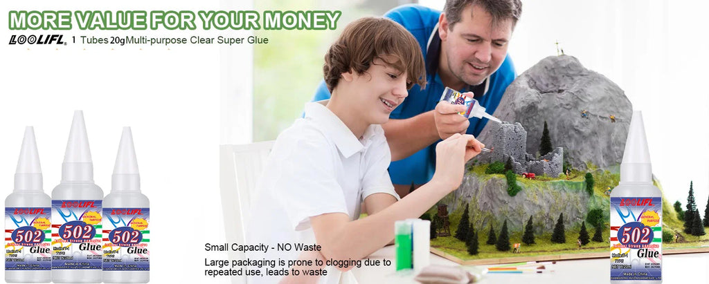 502 Super Strong Quick-Drying Adhesive, Professionally Used for Daily Repair of Toy Plastics, Is White, Transparent and Odorless