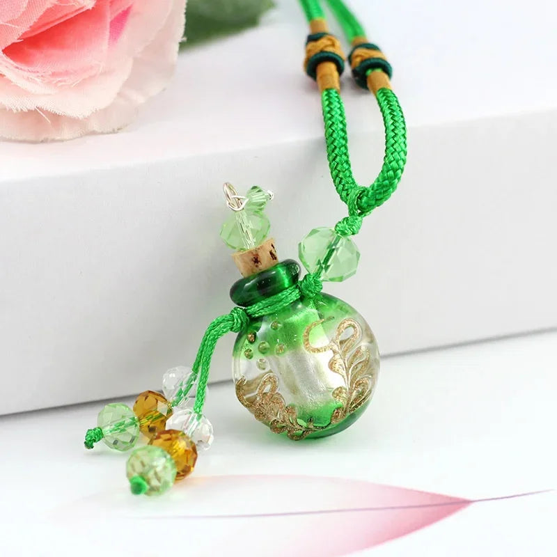 1PC Murano Glass Perfume Baroque Necklaces Essential Oil Vials Aroma  Bottle Necklace