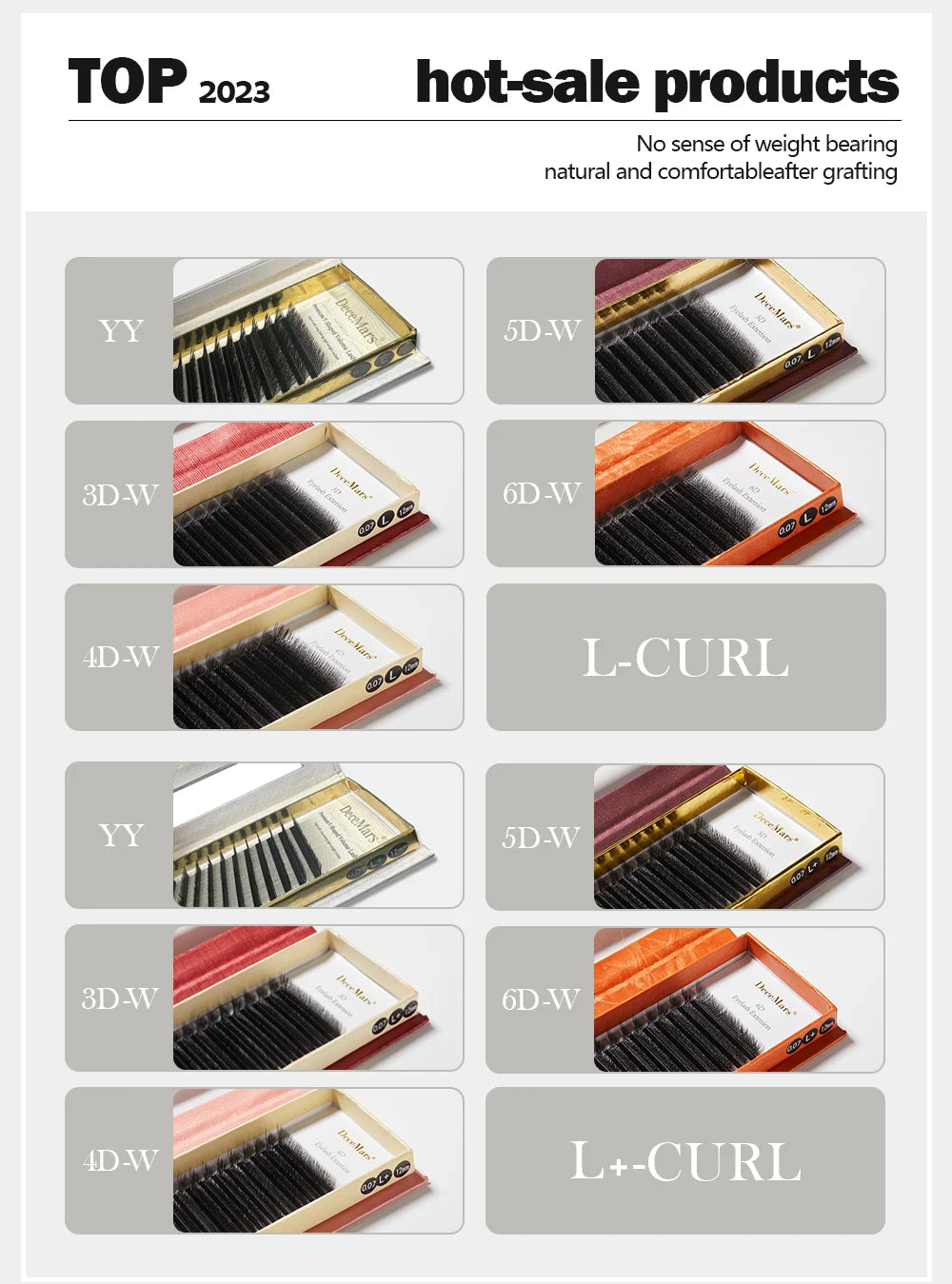 DeceMars L-curl M Curl YY 3D 4D 5D 6D Eyelash Extension 12 Lines for Makeup