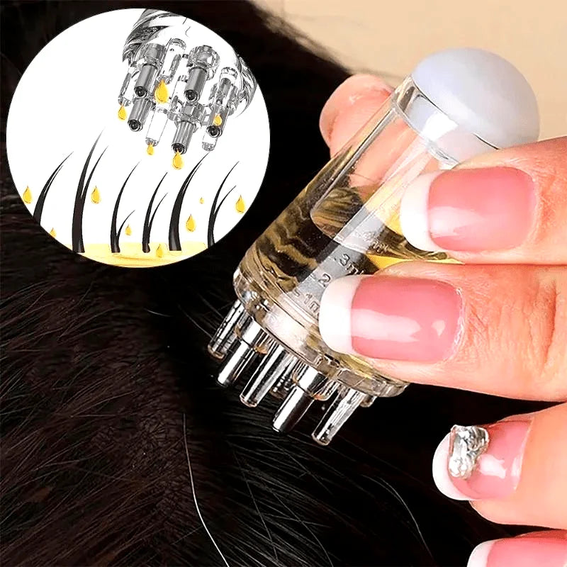 Scalp Applicator Comb, Hair Scalp Oil Applicator, Mini Portable Head Essential Oil Roller Ball Massage Fixing Liquid Guide Comb