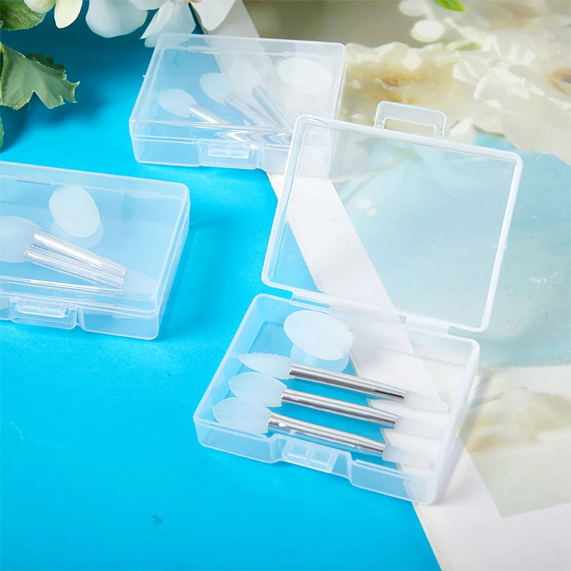 3 Pieces Of Soft Silicone Double Head Lip Mask Brush With Sucker Dust Cover Makeup Brushes With Storage Box