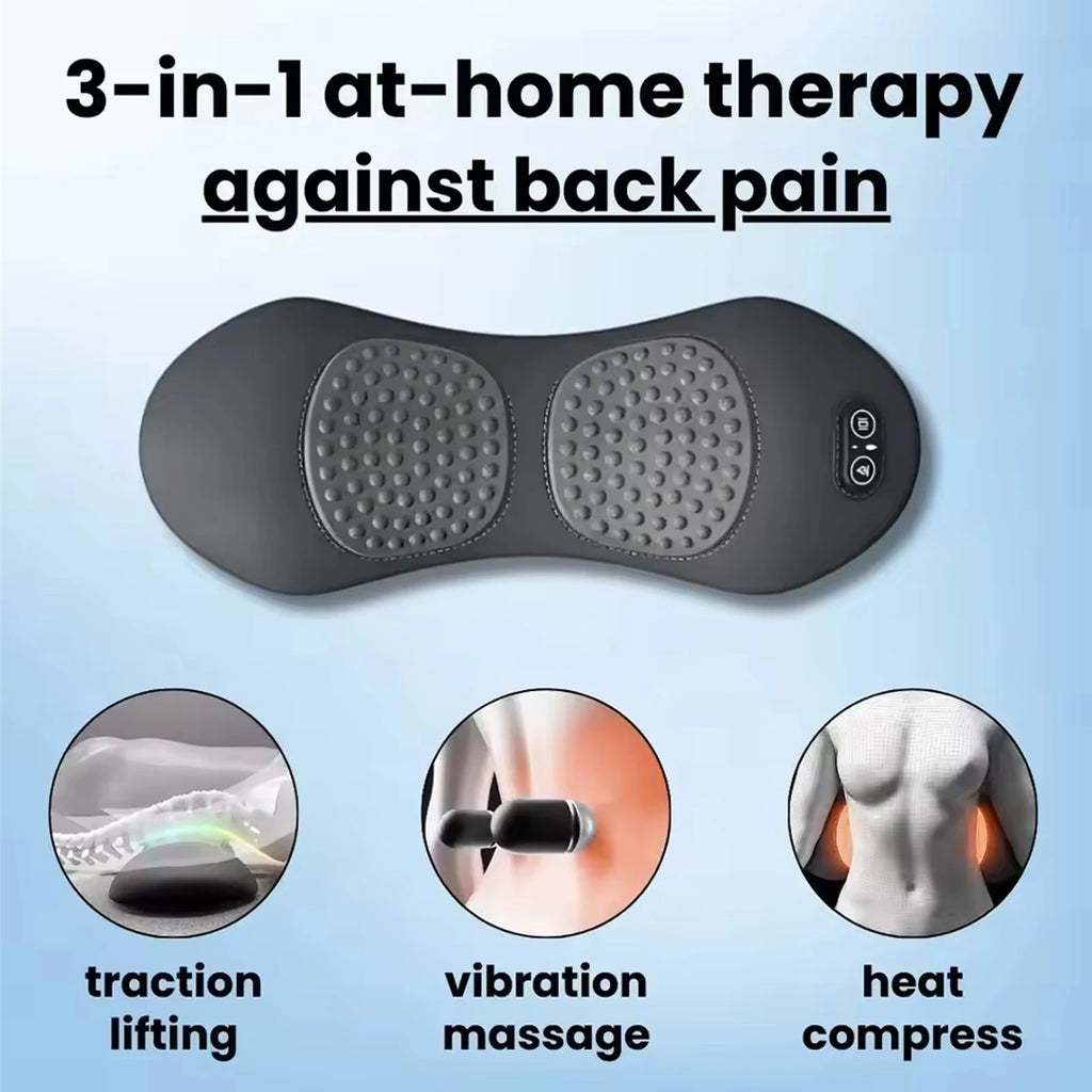 Heating Vibration Massage Pillow Electric Lumbar Support Pad Bed Sleeping Waist Protection Cushion Lying Flat Waist Pain Relief