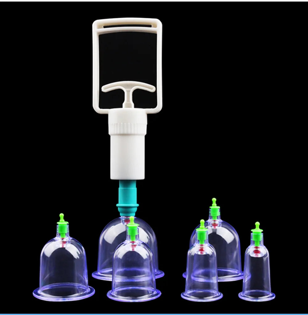 6 Suction Cups for Back-Vacuum Cupping Massage Kit w/ Pump Gun Body Massage Anti-Cellulite