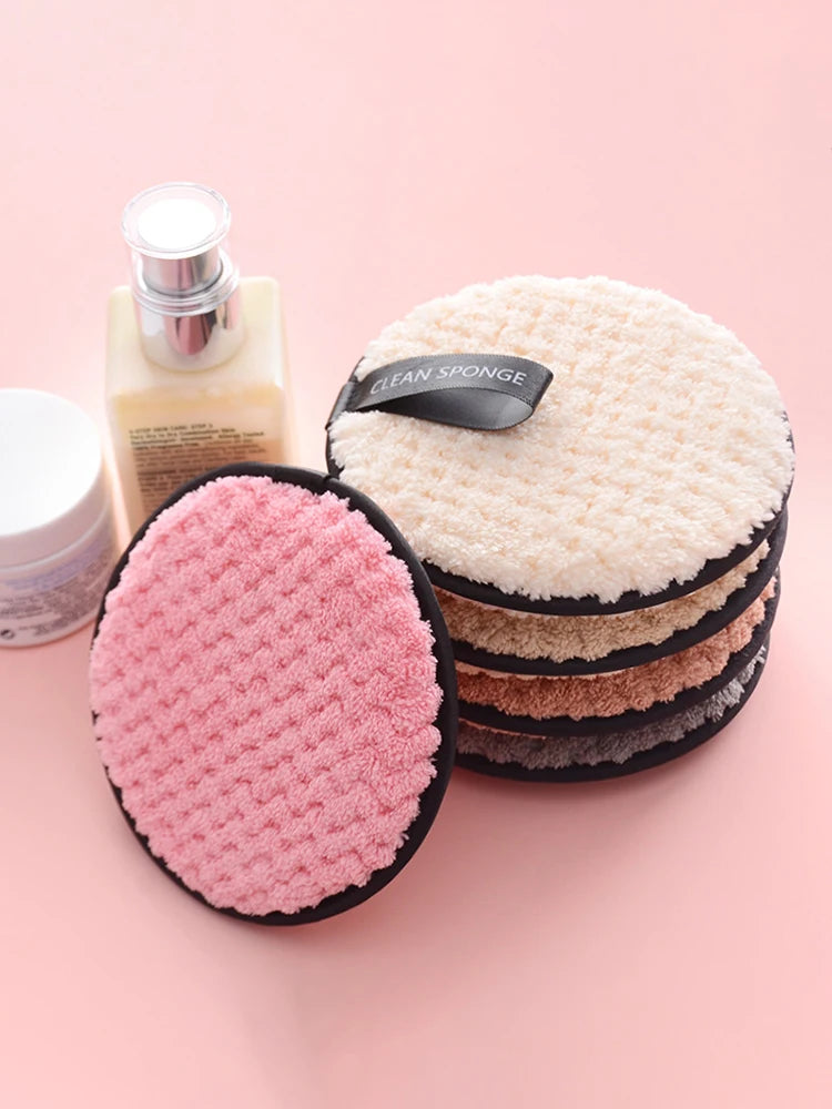 4PCS Makeup Remover Microfiber Cotton Pad Cosmetics Washable Makeup Towel Cleaning Sponge Skin Care Tool Makeup Remover and Faci