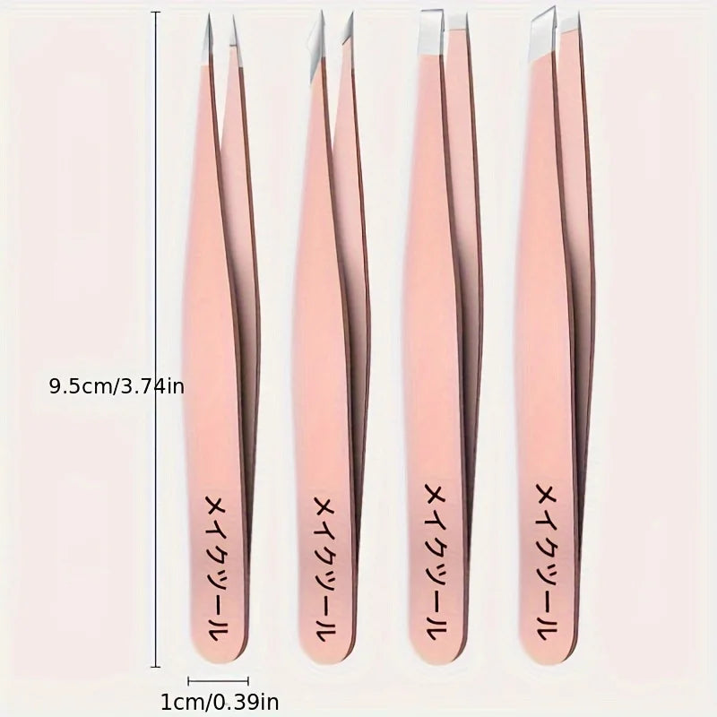 1/4pcs Set Professional Eyebrow Hair Removal Splinter Tweezers Set Perfect For Very Effortless and Relaxed to Remove