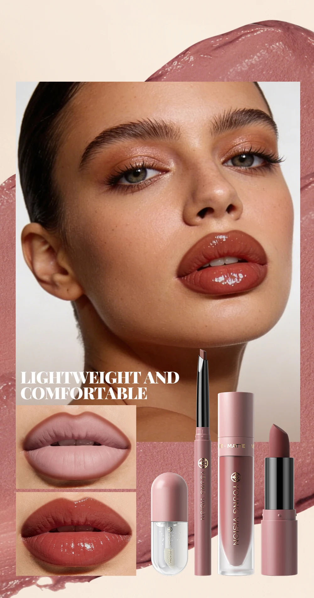 4pcs/10pcs/set Nude Lip Gloss Matte Velvet Lipstick Waterproof Long-lasting  Liquid Lipstick Women Moist Lip Tint