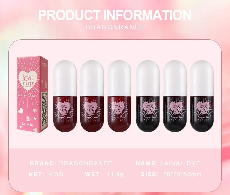 Lip Dye Liquid Lip Glaze Cute Waterproof Non-Stick Liquid Lipstick 6 Colors Available