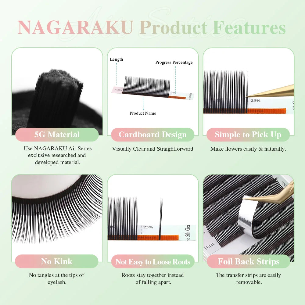 NAGARAKU 5D Flower Volume Spike Eyelashes Soft Natural Russia Style Anime Flora Mascara Effect