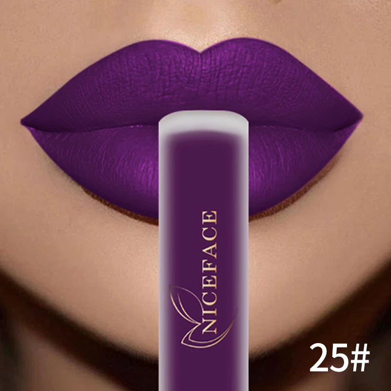 Nude Liquid Lipstick Ultra Matte Velvet Long Lasting Women Beauty Red Nonstick Cup Waterproof Purple Lip Gloss Lips Cosmetics