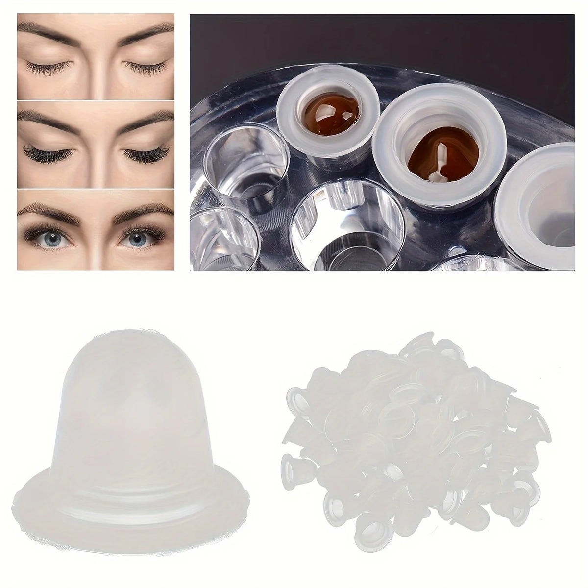 100Pcs Disposable Tattoo Ink Cup S  Size and L Size Silicone Permanent Tattoo Makeup Eyebrow Makeup Pigment Container Caps