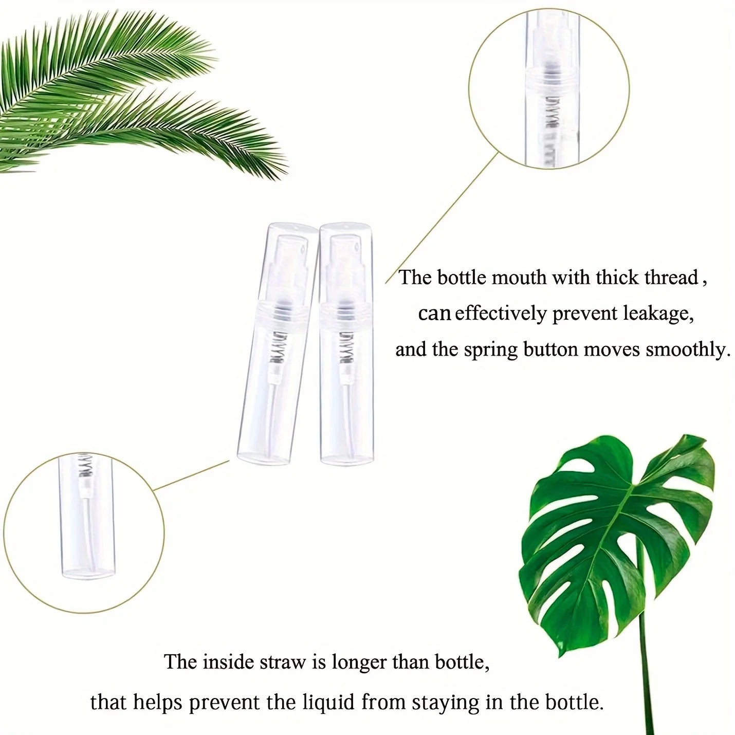 100 Spray Bottles 2ML/3ML- Odorless, BPA-free clear refillable travel atomizer, portable mini-sprayer for perfume and cosmetics