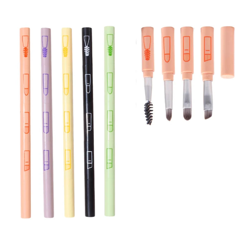 4 IN 1 Multifunctional Makeup Brushes Set Makeup Gadget Detachable Lip Eyeshadow Brush Sponge Eyeshadow Brush for Home Travel