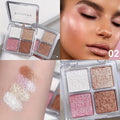 4 Color Face Highlighter Palette Illuminator Palette Natural Glow Waterproof Glitter Shimmer Baked Powder Highlighter Makeup