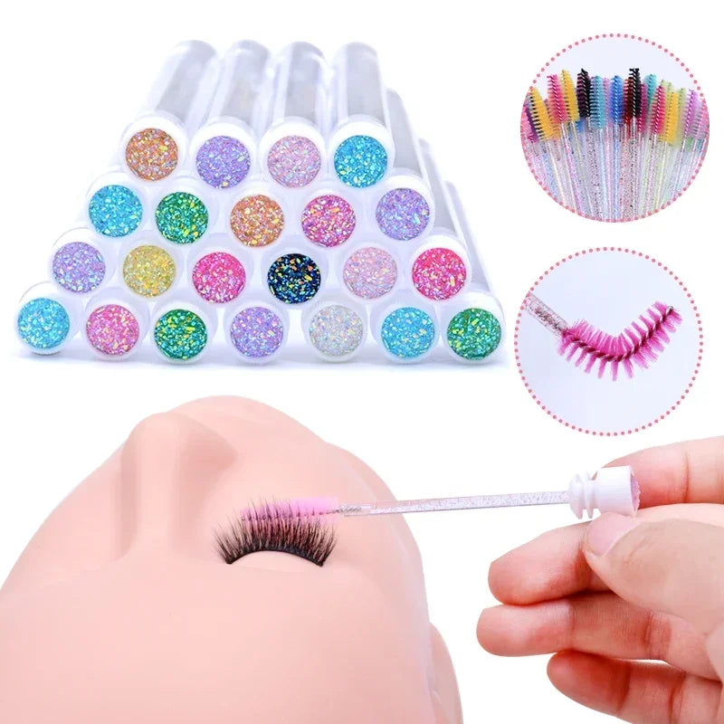 20Pcs Eyelash Brush With 20Pcs Containers Dust-proof Tube Reusable Eye Lash Mascara Wands Replaceable Makeup Applicators Tools