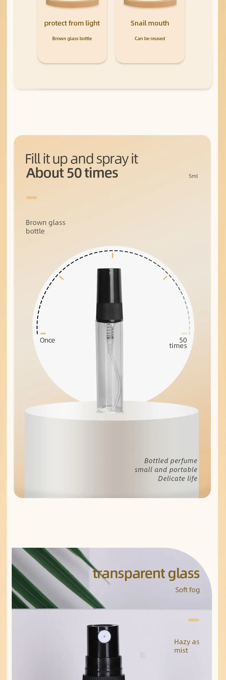 Special sale 50/piece 5ml transparent high quality glass perfume bottle spray bottle mini portable travel sub-bottle
