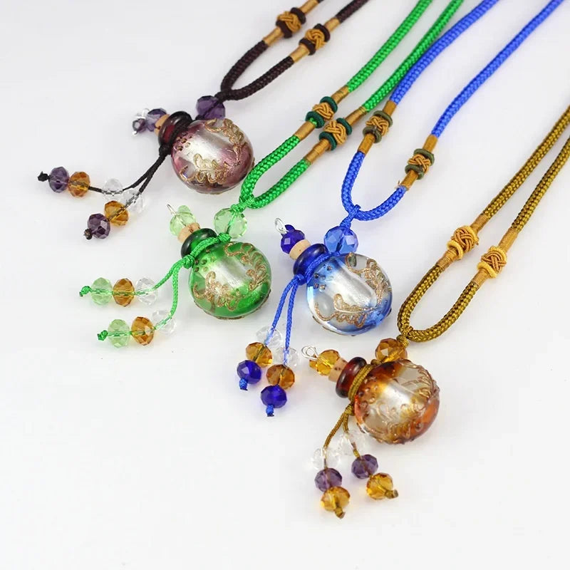 1PC Murano Glass Perfume Baroque Necklaces Essential Oil Vials Aroma  Bottle Necklace
