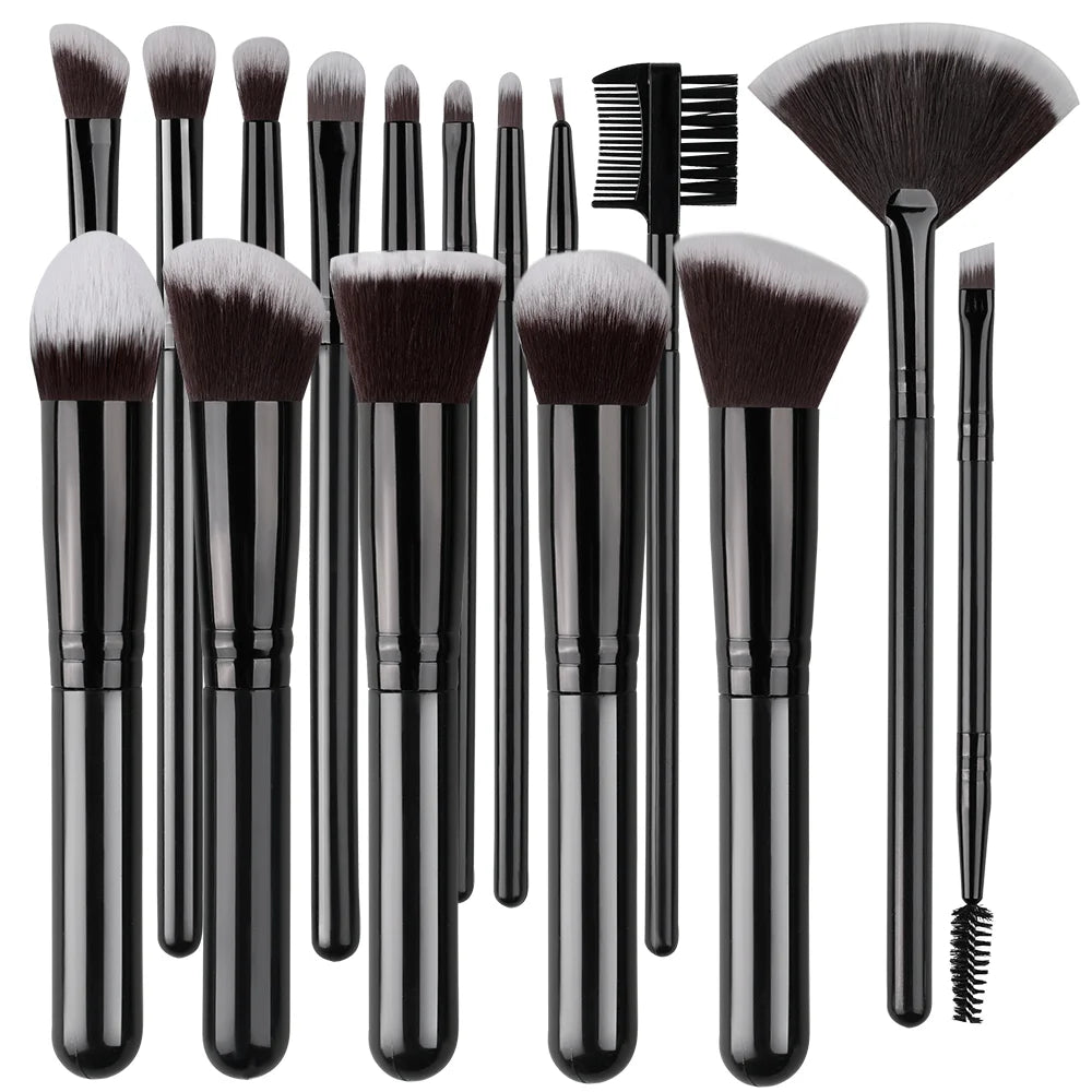 16Pcs Professional Makeup Brush Set Eye Shadow Contouring Foundation Highlight Setting Powder Blending Makeup Sponge Powder Puff