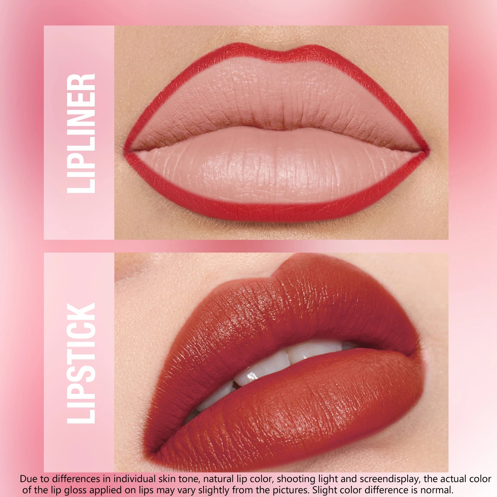 Integrated waterproof lipliner+lipstick lipstick lipstick set,no smudge,no fade,no cup,durable,easy to create a perfect makeup!