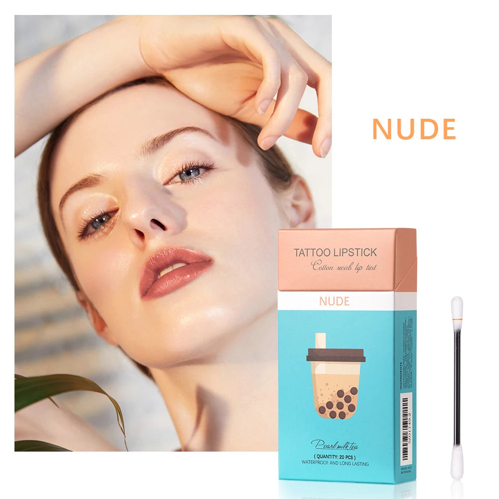 20pcs Cigarette Cotton Swab Lipstick Tattoo Lipstick Non-Stick Long-Lasting Waterproof and Kiss-proof Lip Durable Lip Stain Set