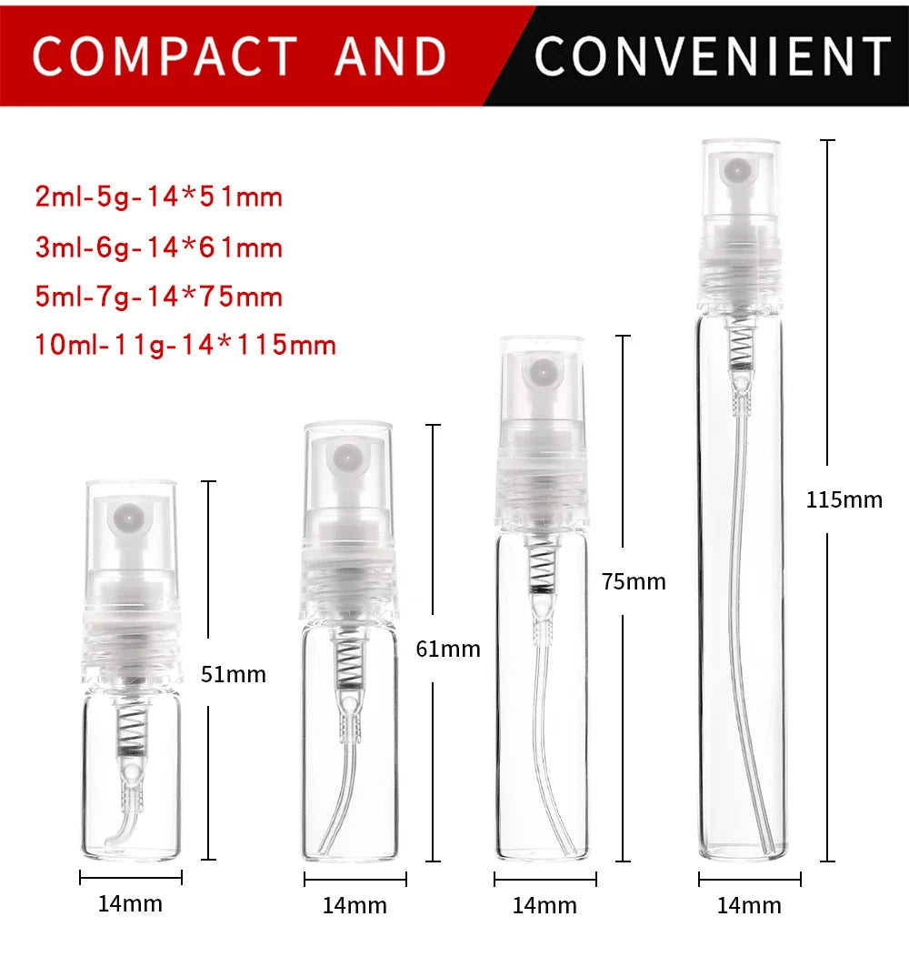Best Selling 8 Pack 2/3/5/10ml Mini Clear Glass Perfume Bottle Refillable Perfume Bottle Sprayer Portable Travel
