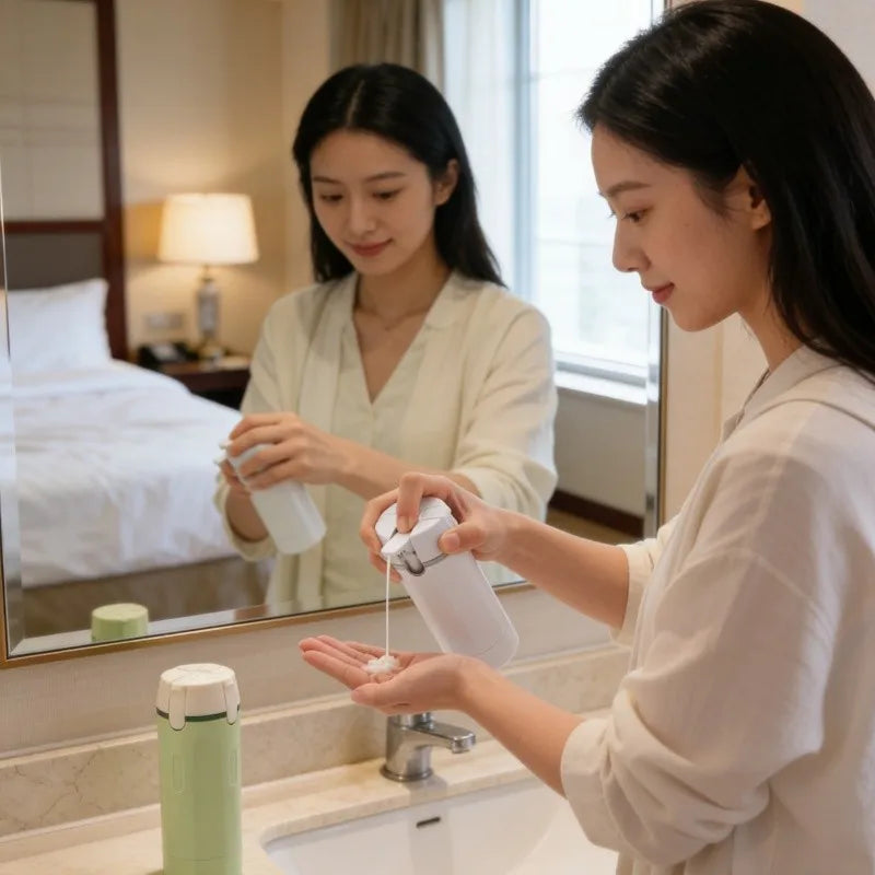 4-in-1 Travel Refillable Bottles, Portable Toiletries and Cosmetics Containers for Shampoo, Body Wash, Travel Storage Bottles