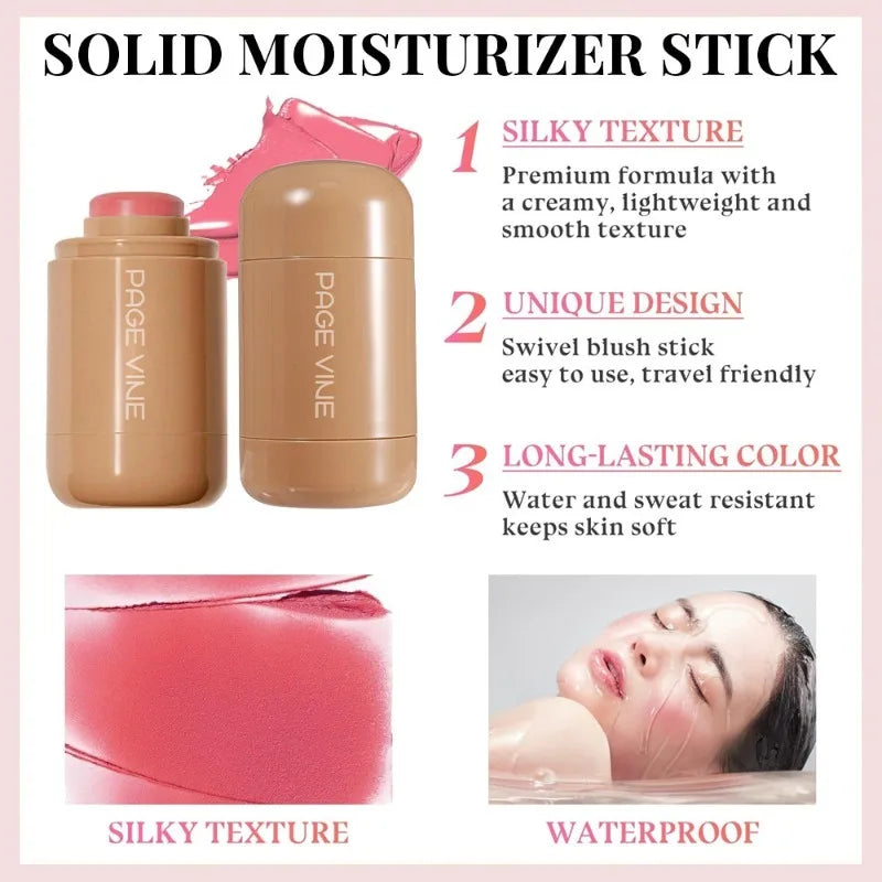 New Blush Stick 3-in-1 Cheek Lip Tinted Moistured Blush Stick Silky Brighten Blush Cream Blusher Cosmetics Tubes Matte Contour