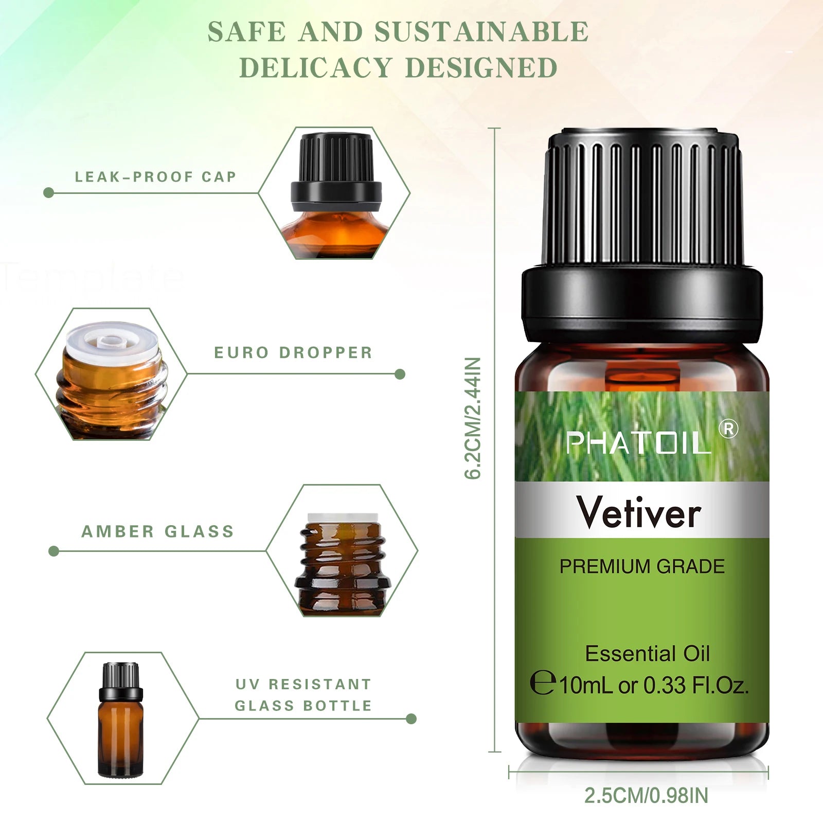 PHATOIL Natural Plant Essential Oil 10ml Eucalyptus Lavender Bergamot Vanilla Peppermint 1PCS Aroma Essential Oils For Diffuser