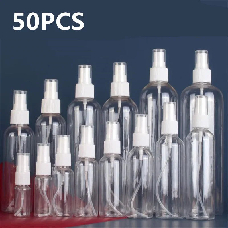 10/50PCS 10ml 20ml 30ml 50ml 100ml Plastic Refillable Bottle Perfume Bottle Atomizer Empty Spray Bottle Portable Travel Tool