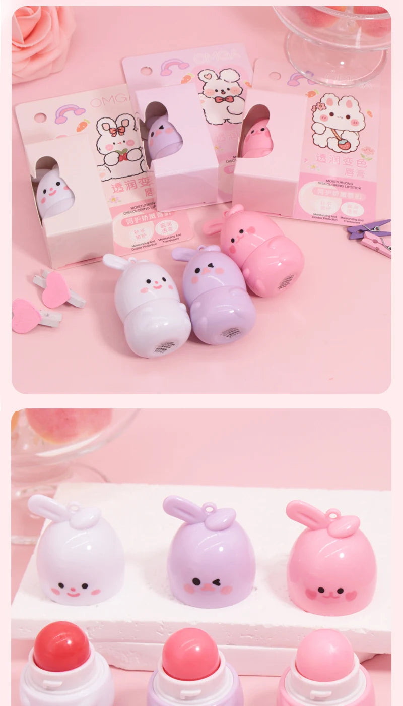 Goody Bunny Color-Changing Lip Balm Moisturizing Repairing Waterproof Lipstick Anti-Dry Cracking Temperature Change Color Lipstick