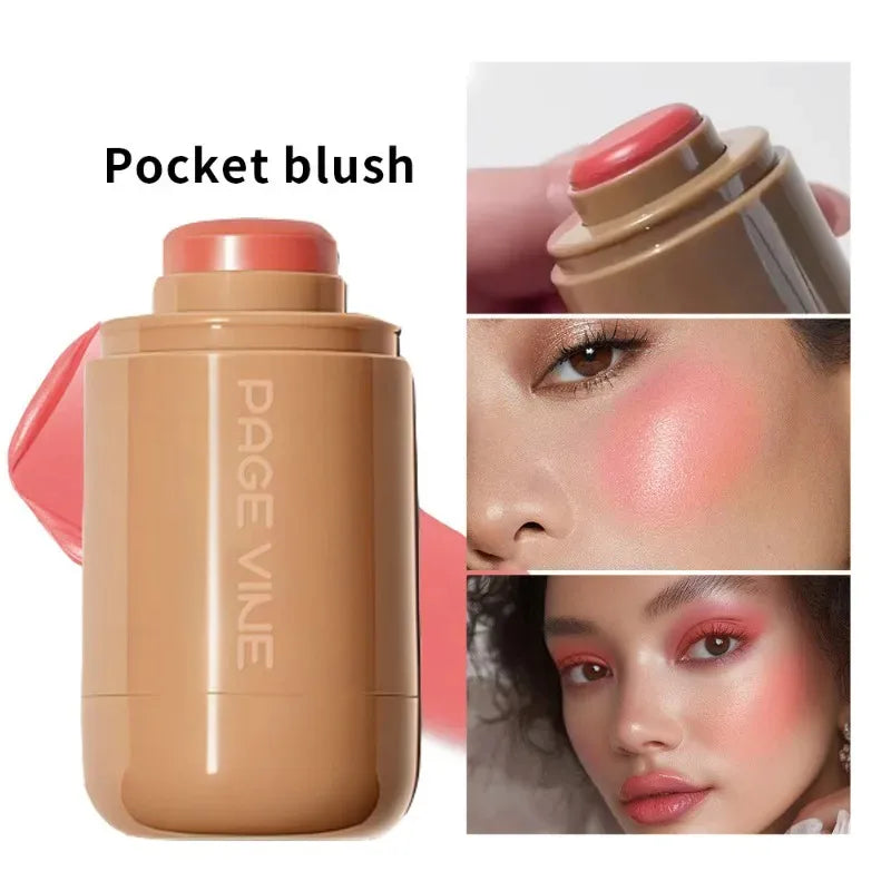 New Blush Stick 3-in-1 Cheek Lip Tinted Moistured Blush Stick Silky Brighten Blush Cream Blusher Cosmetics Tubes Matte Contour