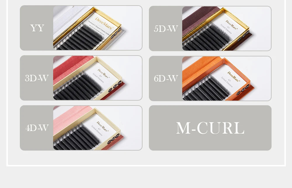 DeceMars L-curl M Curl YY 3D 4D 5D 6D Eyelash Extension 12 Lines for Makeup