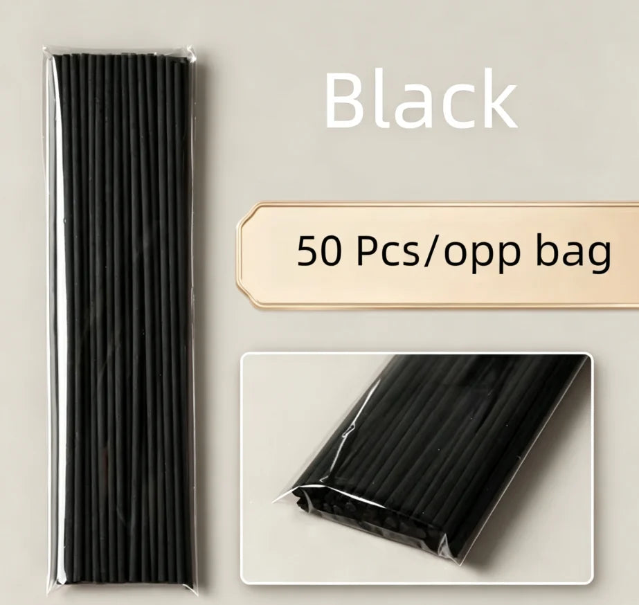 50 Pcs/Pack 3mm*20cm Diffuser Sticks , Fragrance Refill Black Fibre Reed Thick Aromatherapy Diffuser Sticks for Diffuser Oils