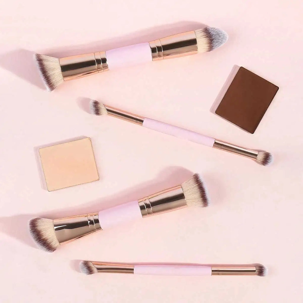 4pcs Basic Makeup Brushes Set With Box Dual-ended Foundations Powder Blush Details for Eyeshadow Brushes Beginner Travel