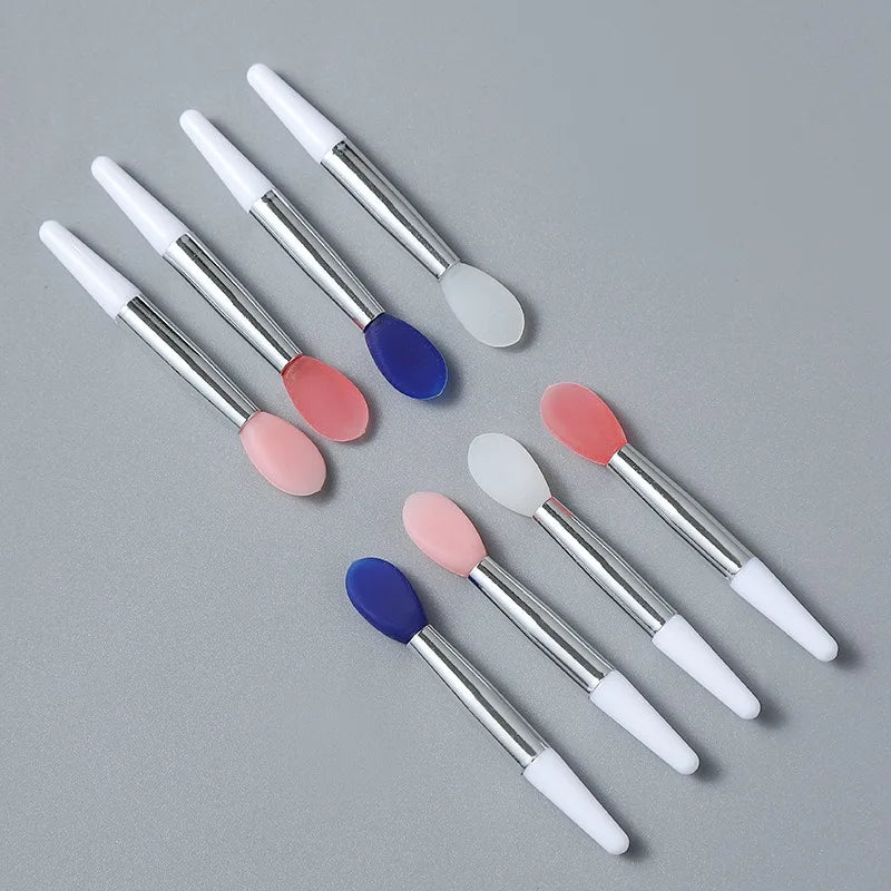 10pcs silicone lip brush mini lip mask brush portable lipstick makeup brush transparent applicator eye black stick makeup tool