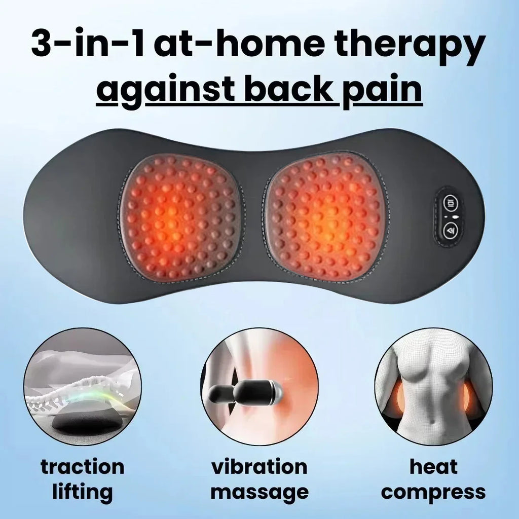 Heating Vibration Massage Pillow Electric Lumbar Support Pad Bed Sleeping Waist Protection Cushion Lying Flat Waist Pain Relief