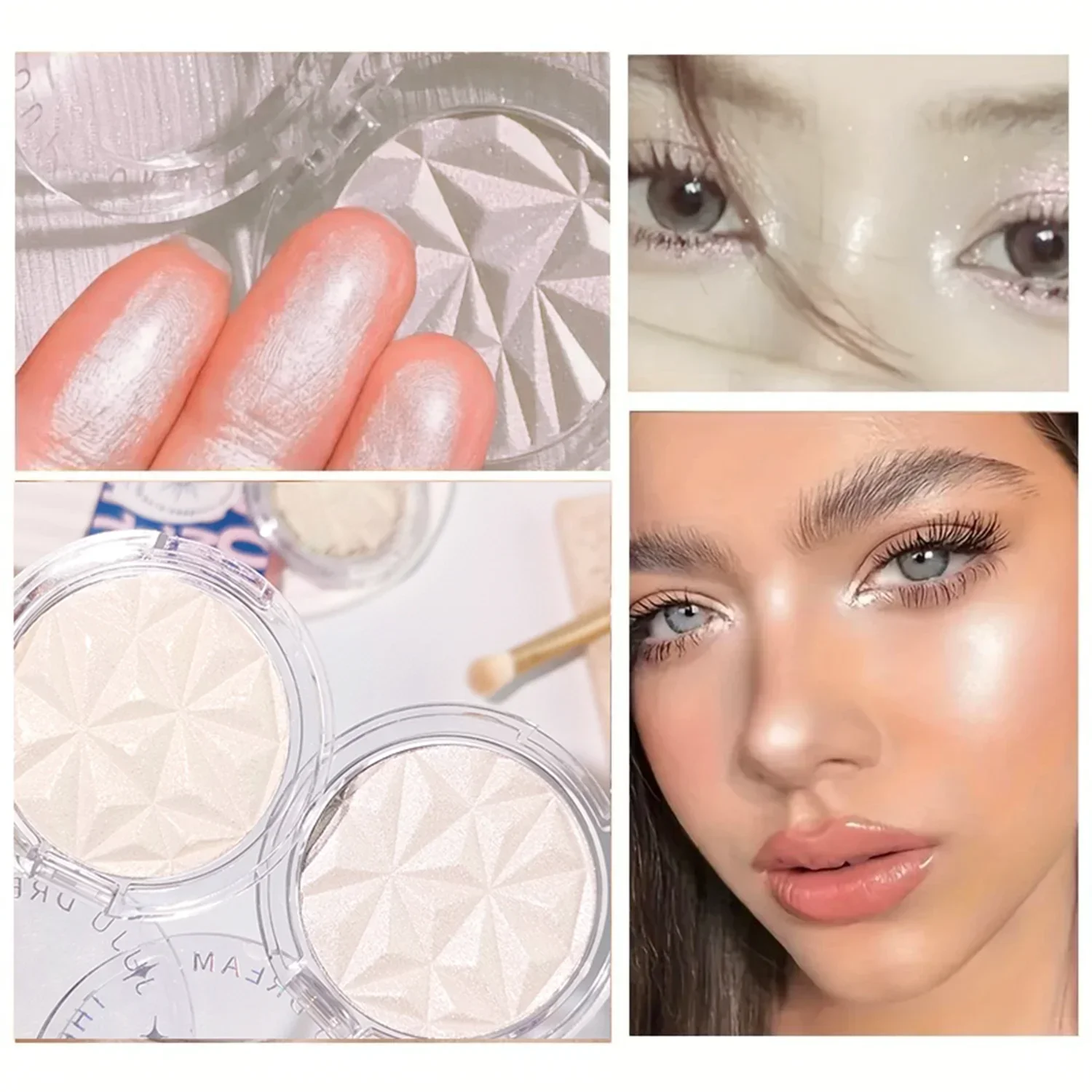 Shimmer Diamond Glow Highlighter 2-Color Palette – Brighten & Contour, Radiant Skin, Natural Glow for Festival & Daily Makeup