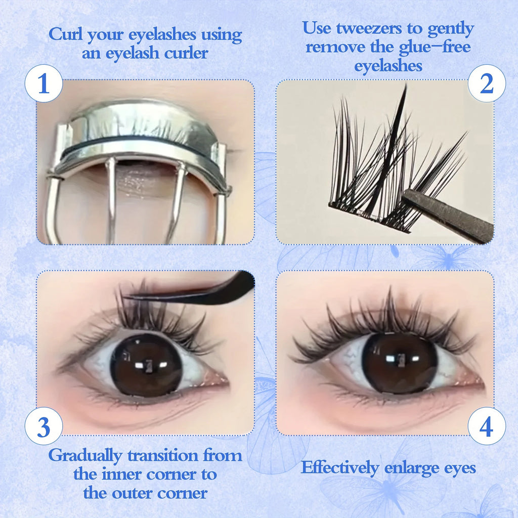 Korean-Style False Lash Extension Kit: 100 Self-Stick Clusters, Super Soft & Natural-Looking for Hassle-Free Daily Wear!