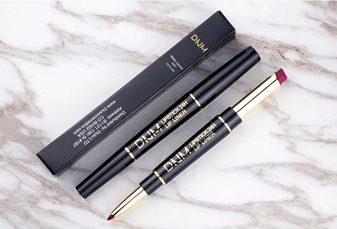 DNM 2 In 1 Matte Lipstick Pencil Double Head Lip Liner Pen Long Lasting Waterproof Lady Charming Nude Red Lipliner Pencil Makeup