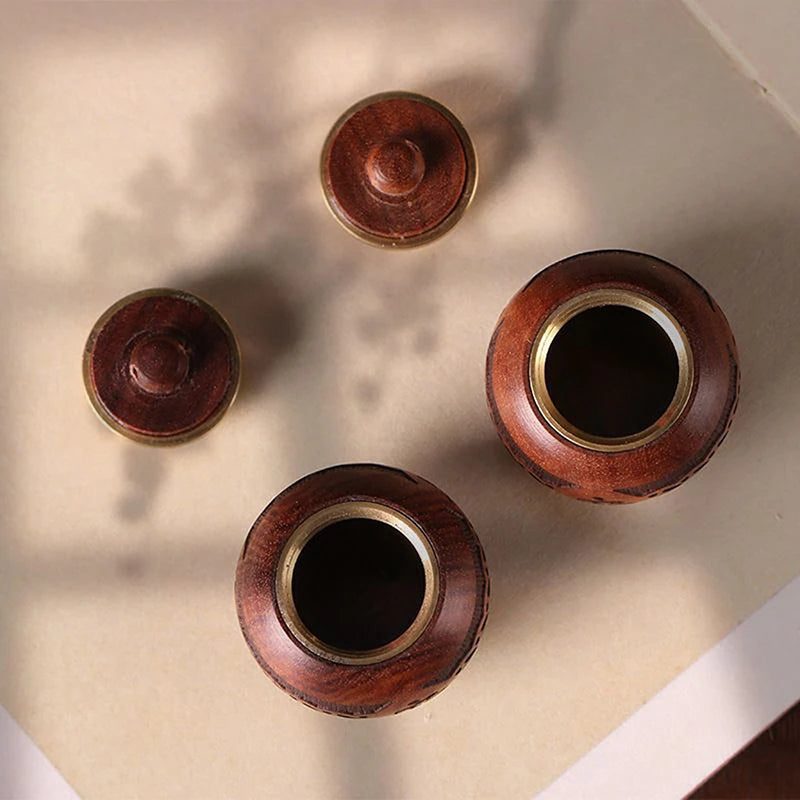 Natural Wood Lotus Shape Perfume Bottle Incense Expanding Mini Sandalwood Portable Sealed Jar Pendant Pomander Container